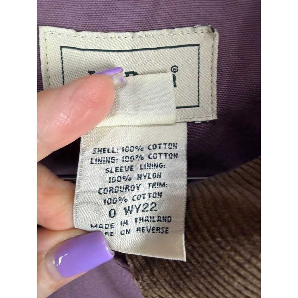 LL Bean Adirondack Coat Women XL Purple Barn Corduroy Collar Canvas Outdoor - Picture 9 of 12